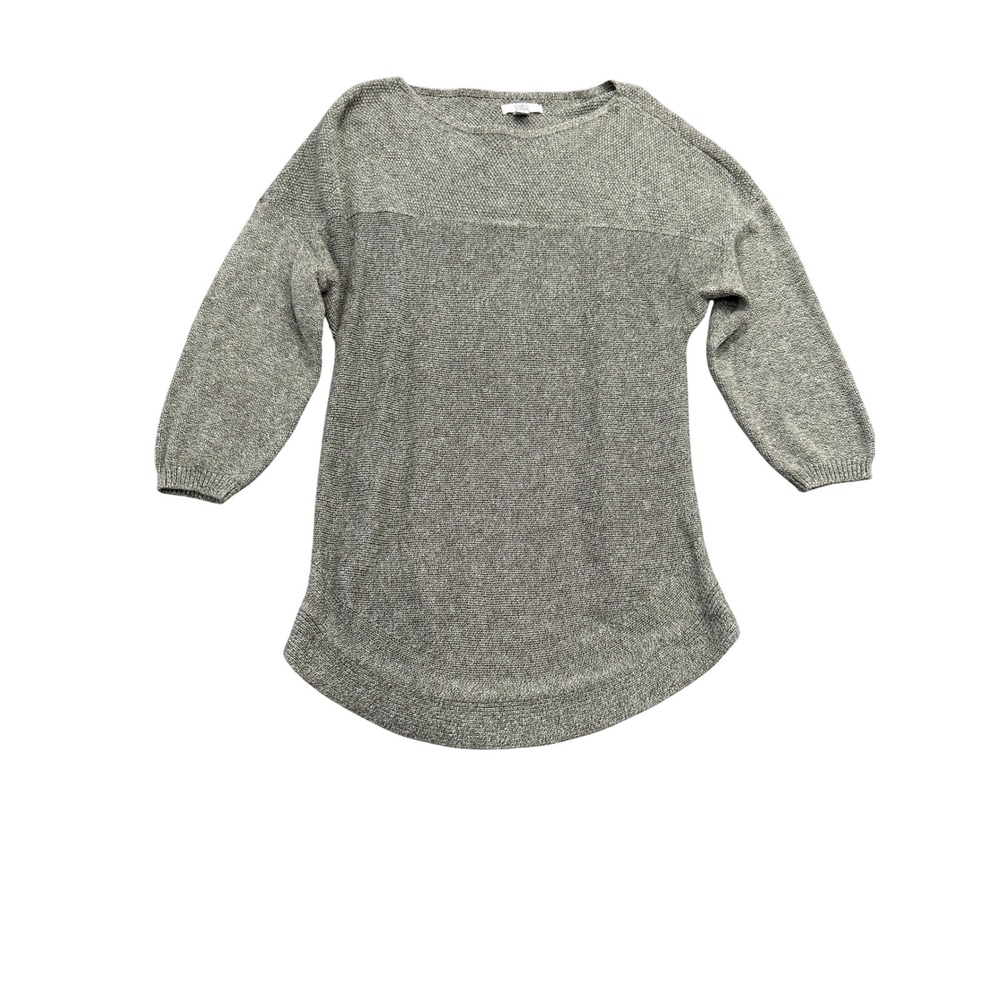 Croft & Barrow Womens M Olive Green Marled 3/4 Sleeve Knit Sweater Boat Neck